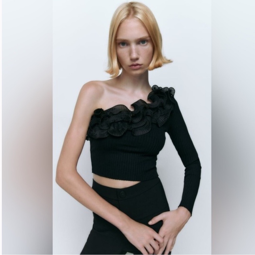 Zara Black Asymmetrical Cut-Out Bodycon Dress